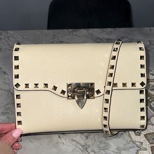 Valentino Garavani Cream Studded Crossbody Bag